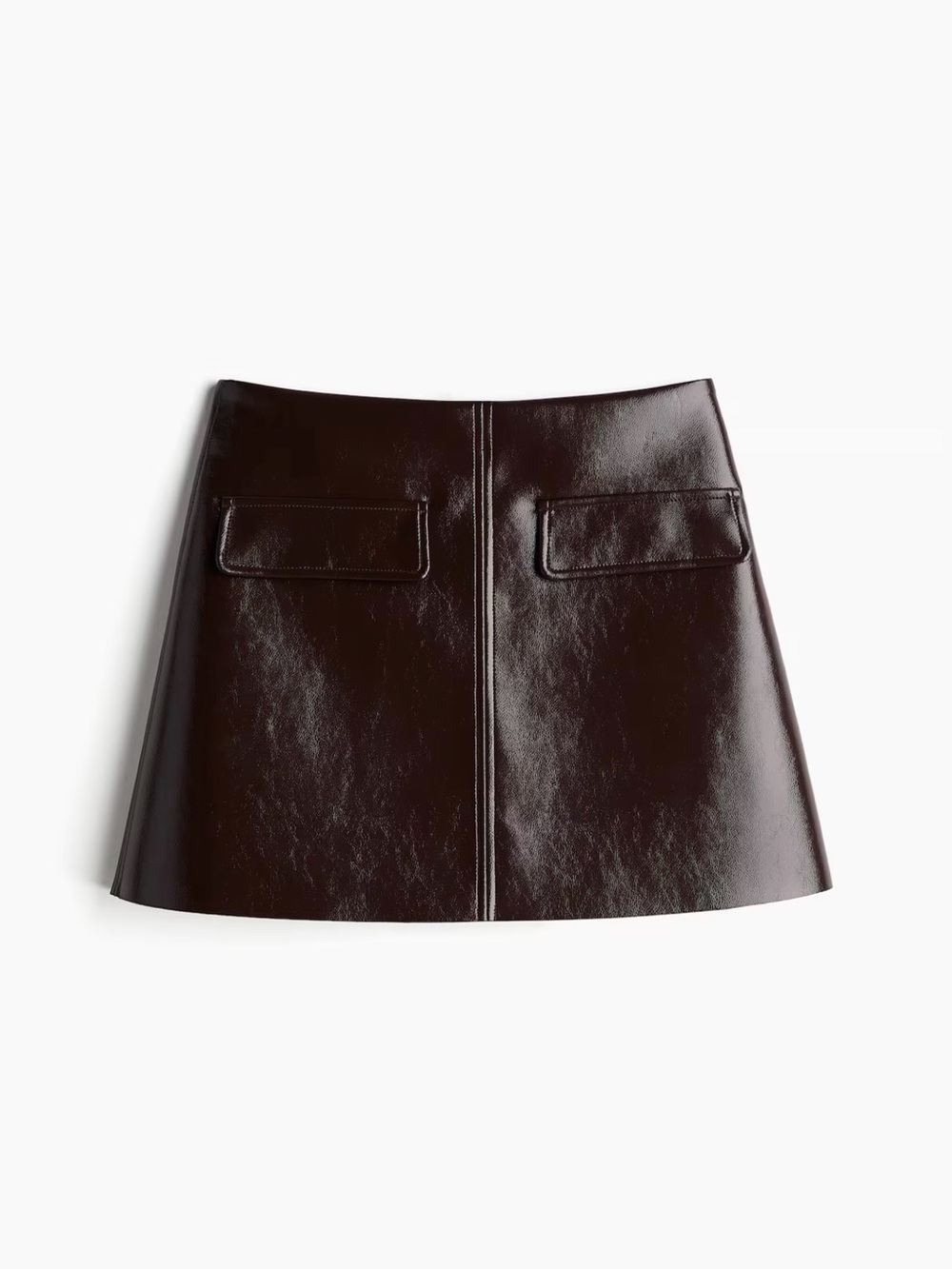 H&M - VIRAL COATED MINI SKIRT (BURGUNDY) - Picture 2 of 3